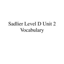 Sadlier level f unit 11