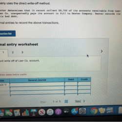 Write off company journal entry record account accounting attachment dexter method uses direct leer