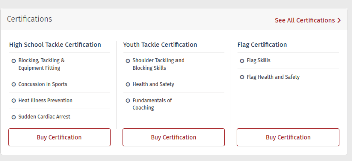 Usa football youth tackle certification answers